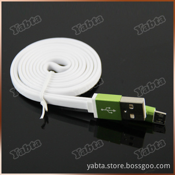 Metallic Android Phone USB Cable 1M Flat Power Cord For Samsung